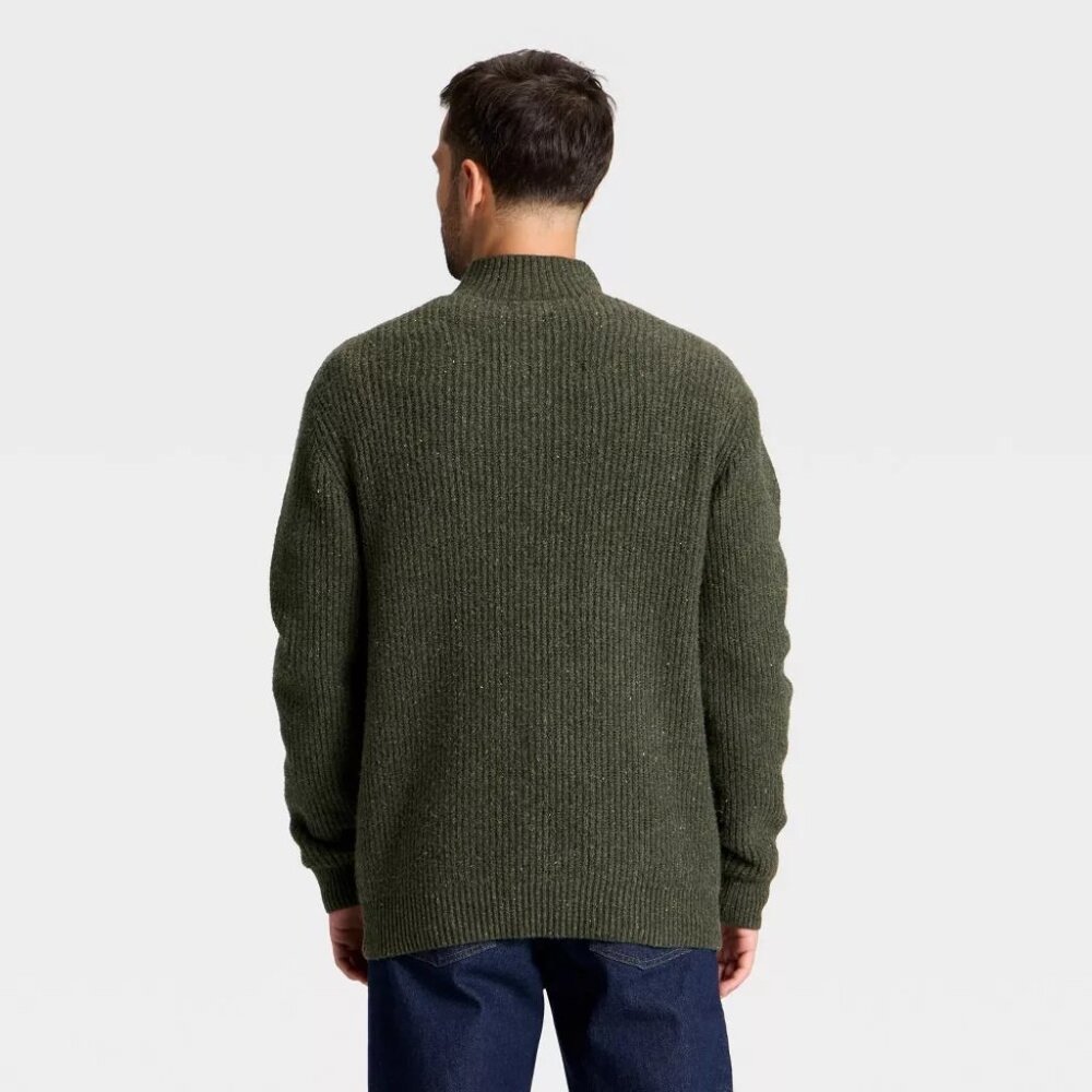 Goodfellow Olive Green Mock Neck Henley Style Pullover Sweater -- Men's XL 46/48 - Picture 2 of 6